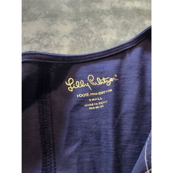 Lilly Pulitzer Womens Brewster Short Sleeve T-Shirt Dress In True Navy sz Small - Picture 4 of 7